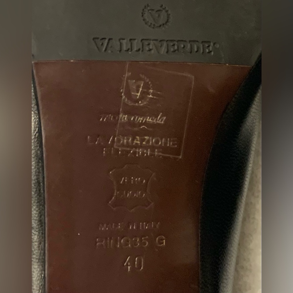 VALLEVERDE Vintage Italian Black Leather Low Heel Pump For Women Size 9.5 - Picture 4 of 6